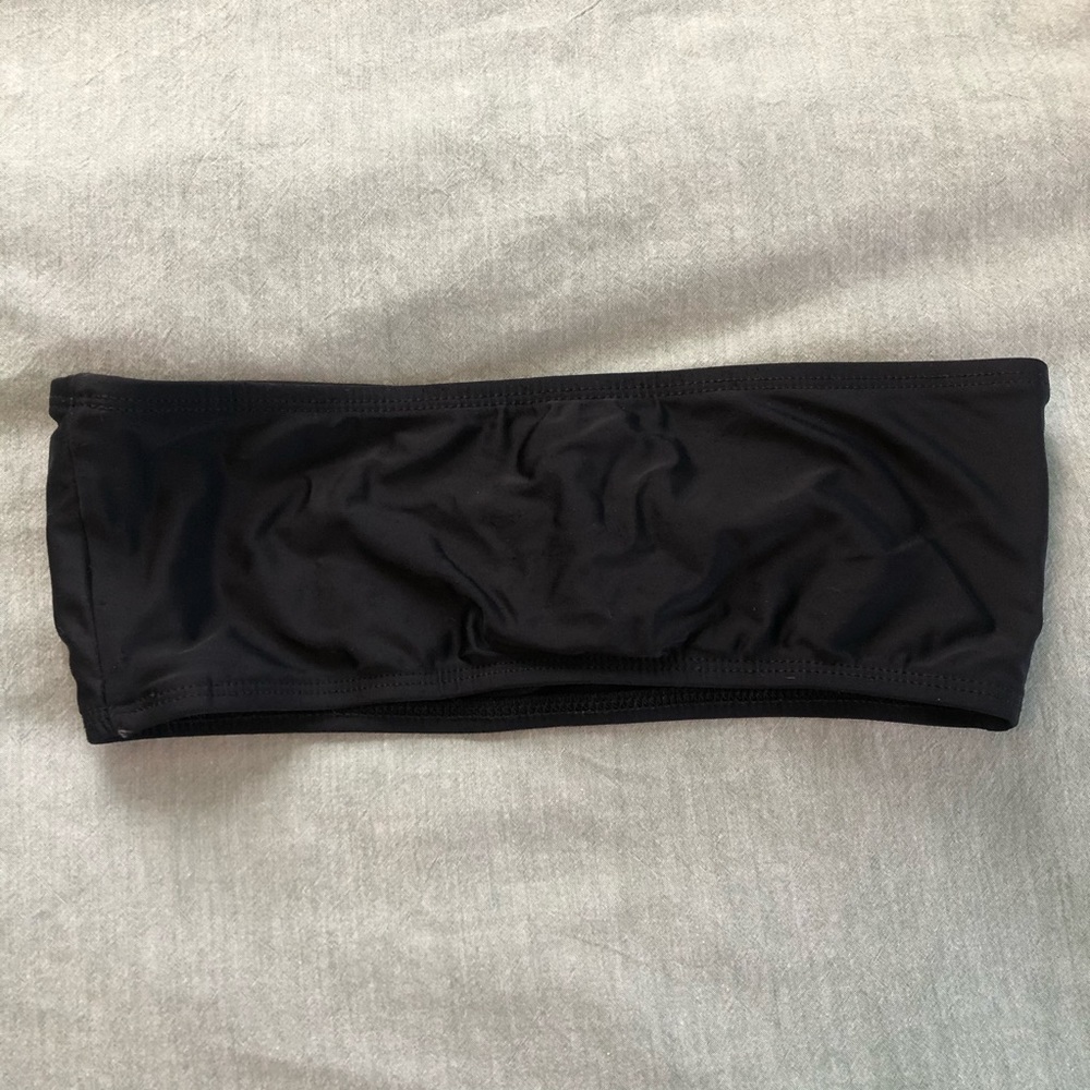 Fashion Nova Black Bandeu Bathing Suit Top